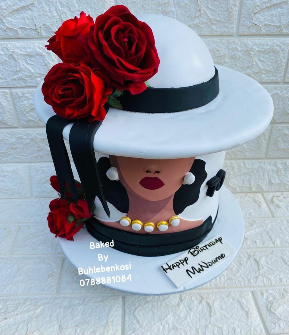 Lady In Hat Cake by Baked by Buhlebenkosi