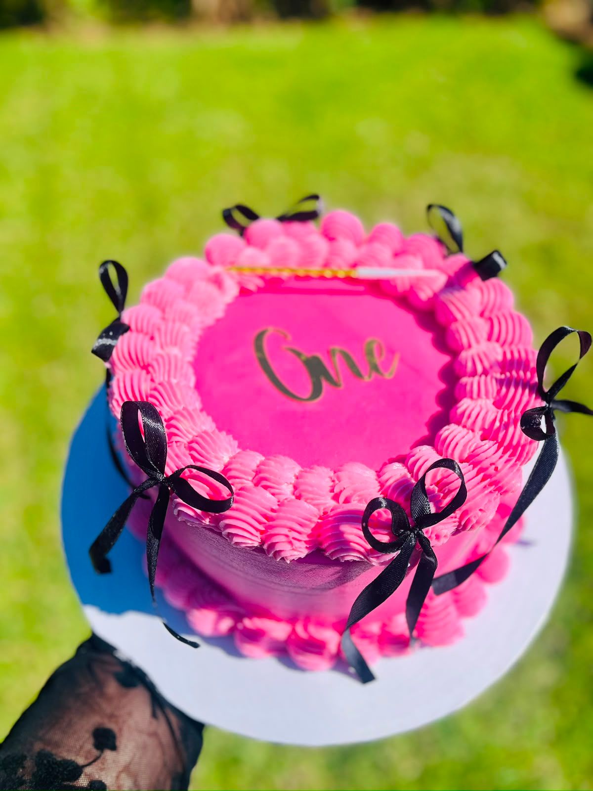 Hot Pink Bow Cake by Baked by Buhlebenkosi