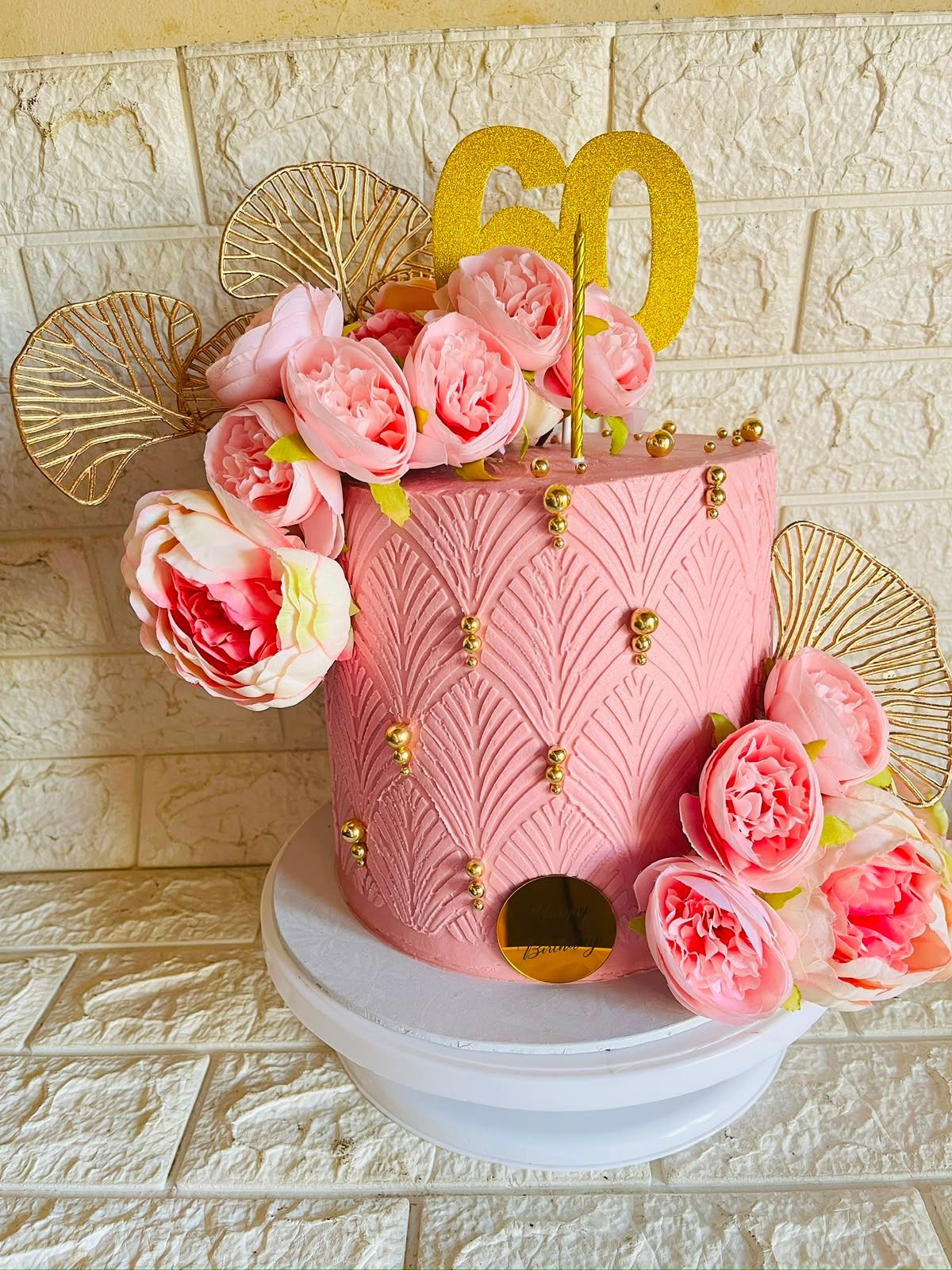 Blush Pink 60th Cake by Baked by Buhlebenkosi