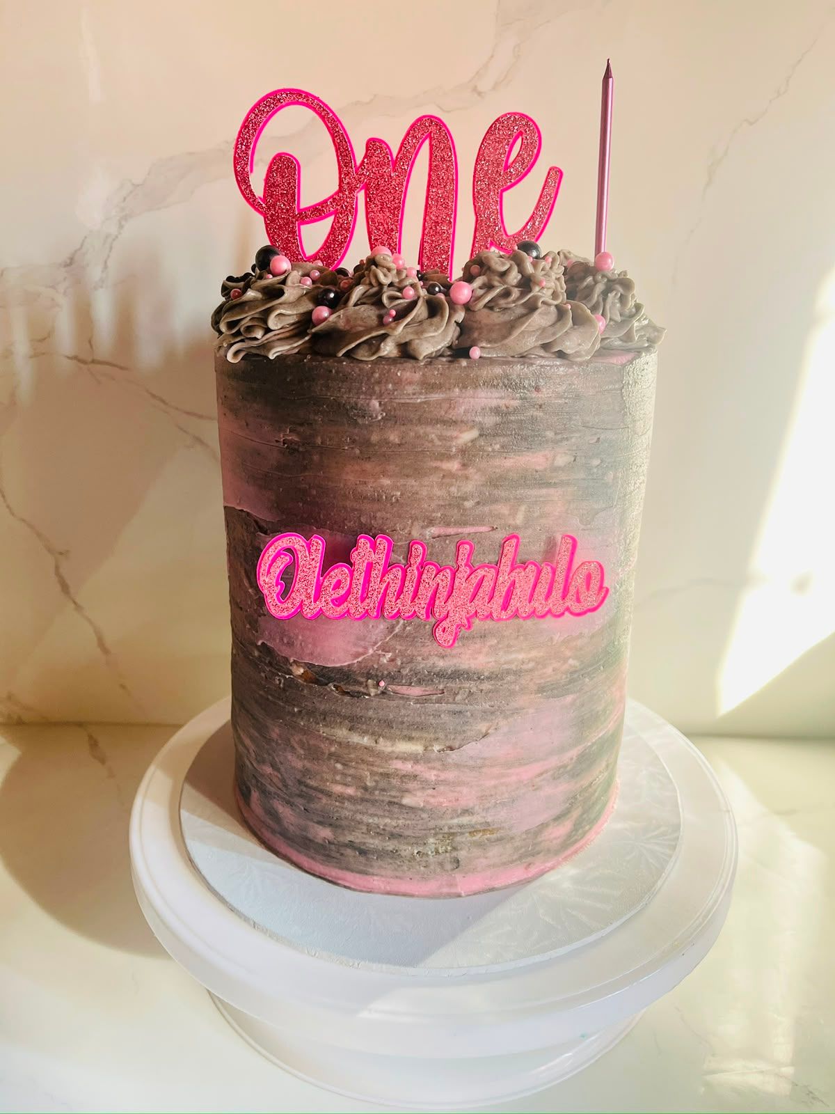 Chocolate Pink Cake by Baked by Buhlebenkosi