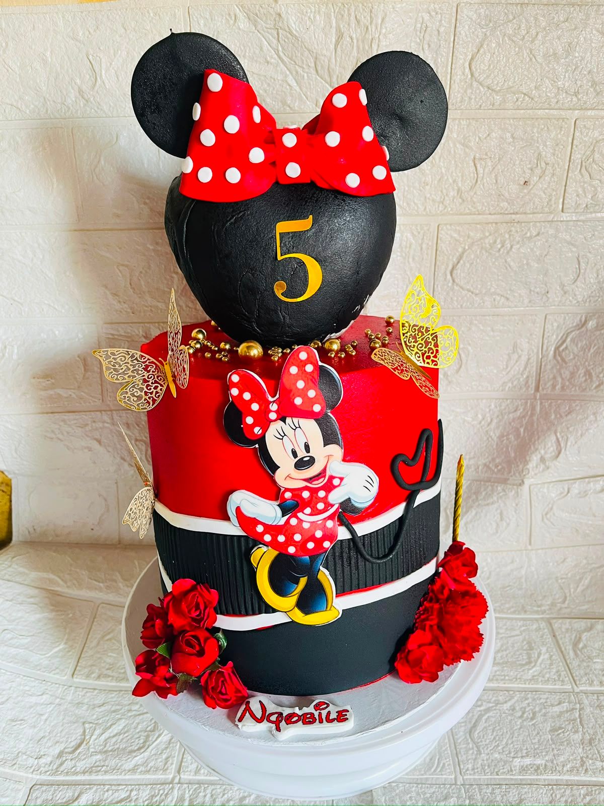 Minnie Tiered Cake by Baked by Buhlebenkosi