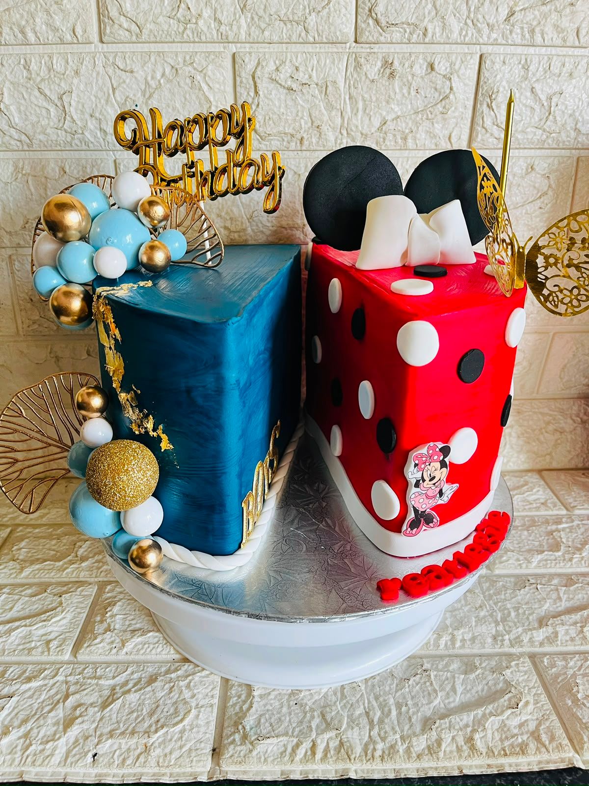 Minnie & Blue Twin Cake by Baked by Buhlebenkosi