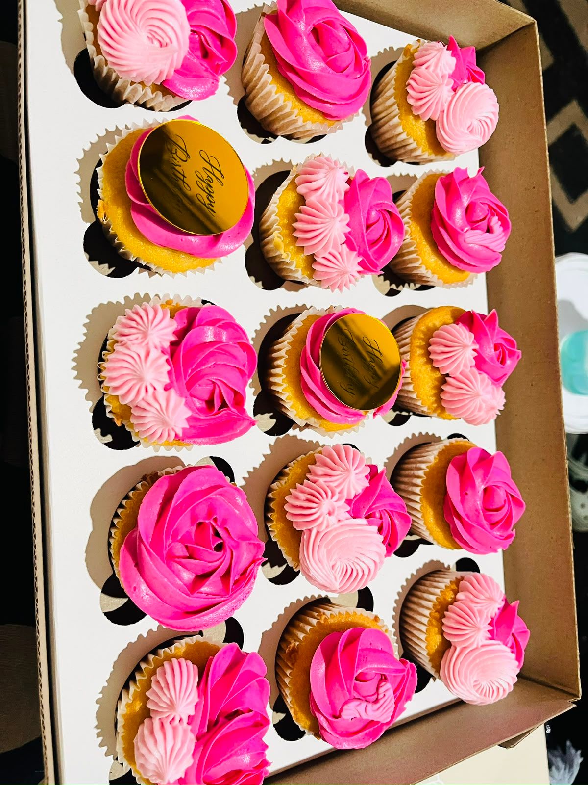 Hot Pink Rosette Cupcakes by Baked by Buhlebenkosi