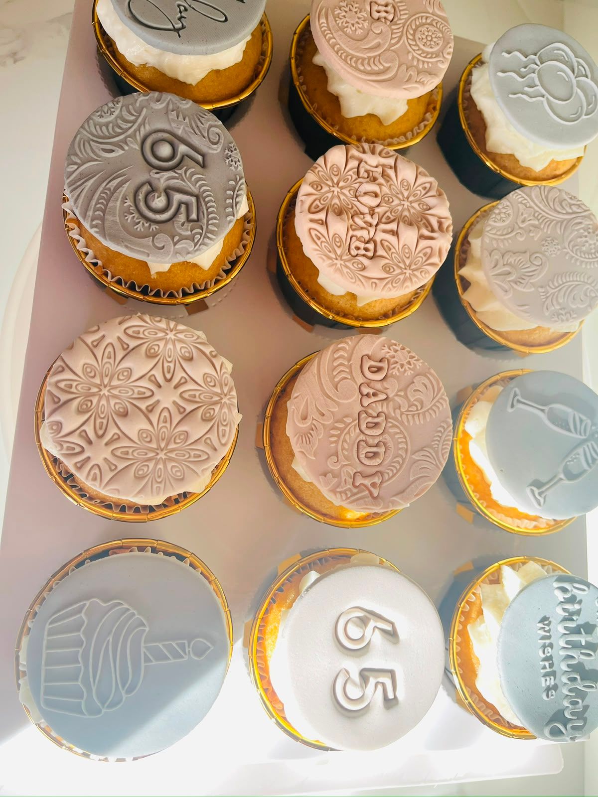 Embossed Daddy 65th Cupcakes by Baked by Buhlebenkosi