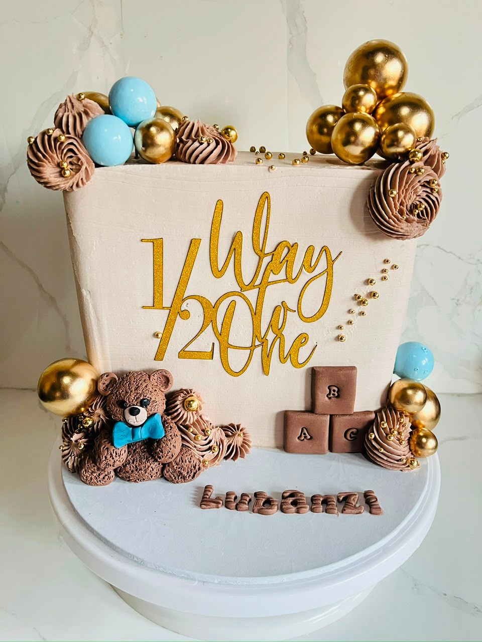 Half Birthday Teddy Cake by Baked by Buhlebenkosi