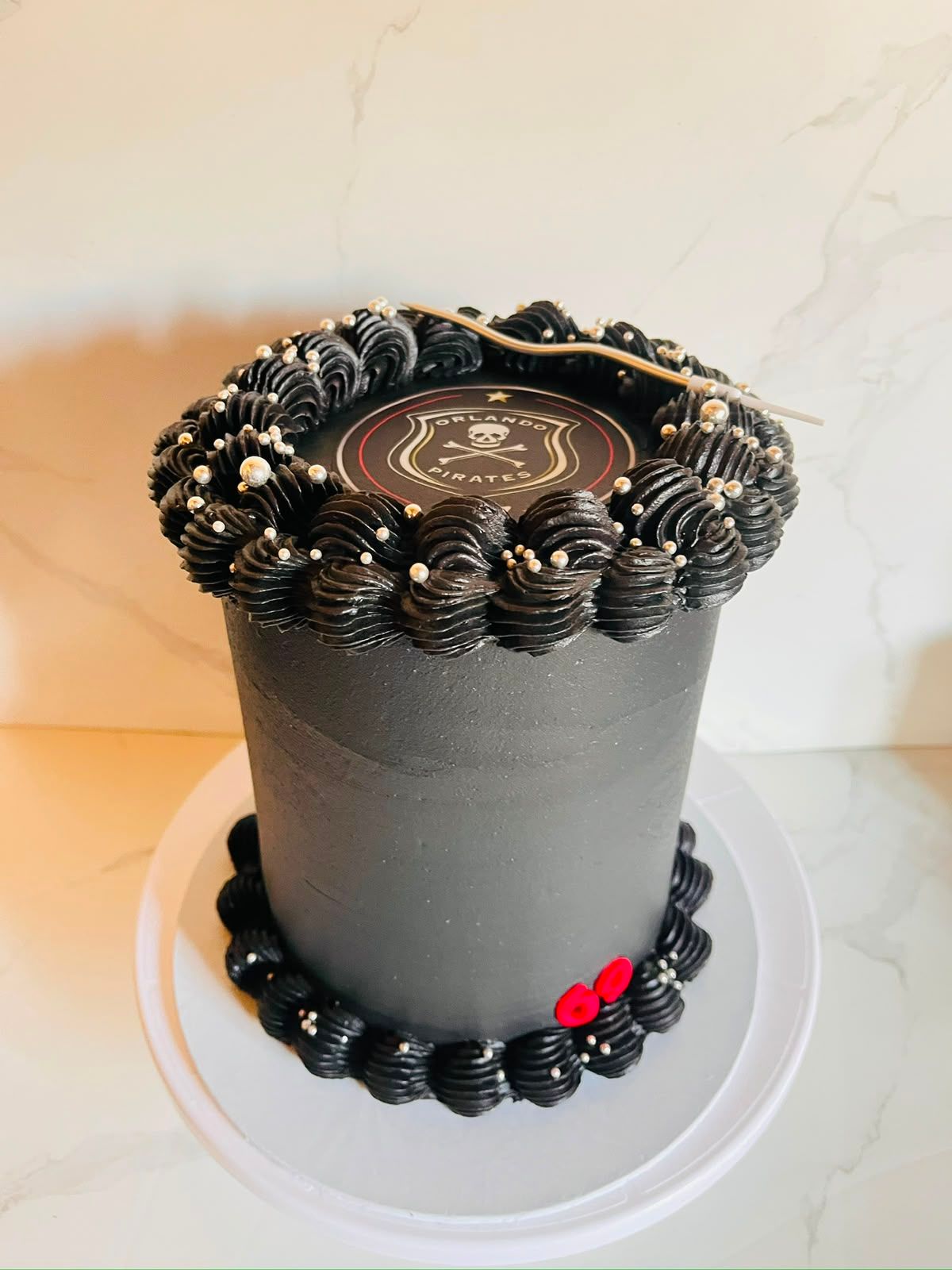 Black Football Fan Mini Cake by Baked by Buhlebenkosi