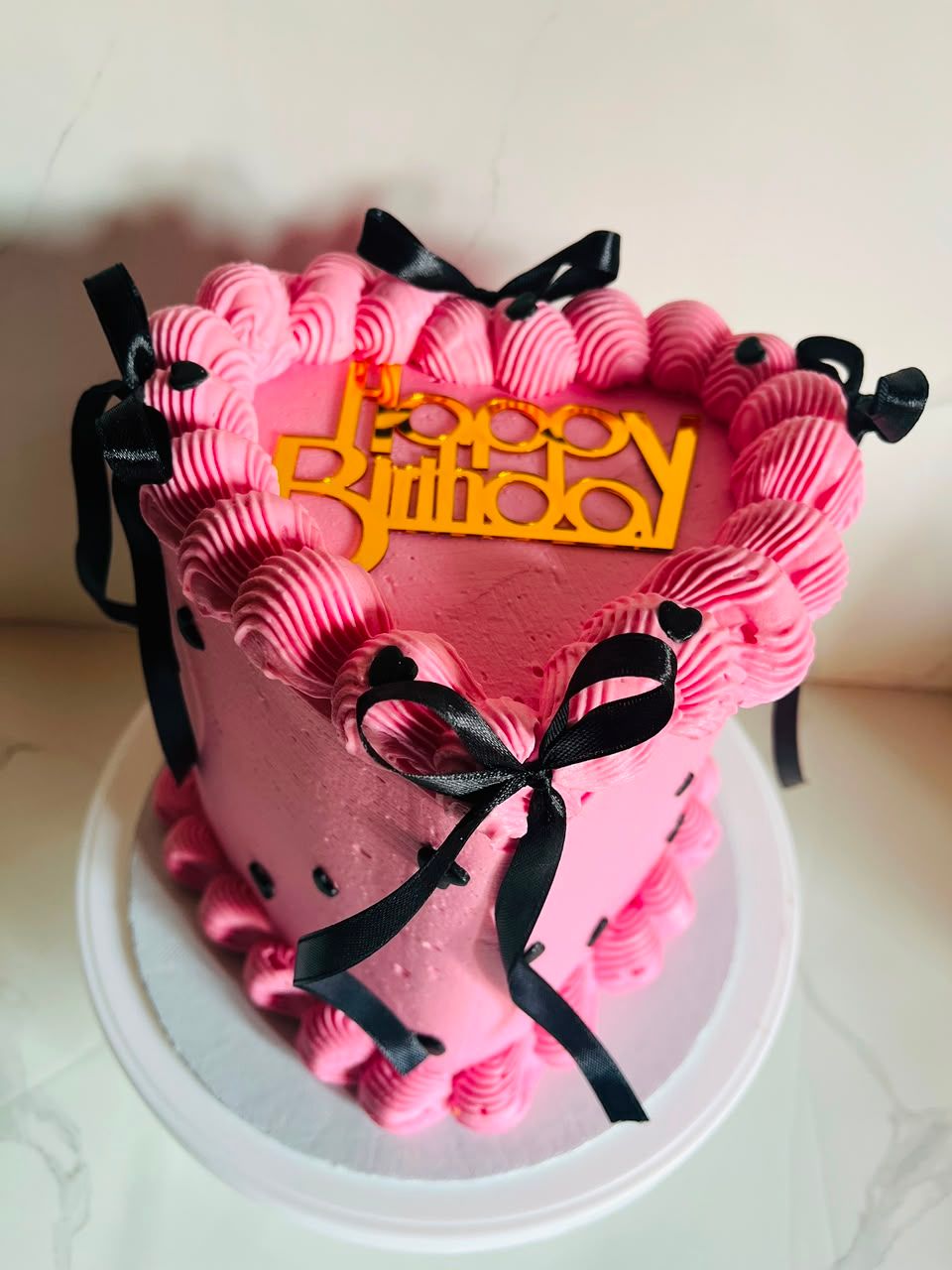 Pink Bow Heart Mini Cake by Baked by Buhlebenkosi