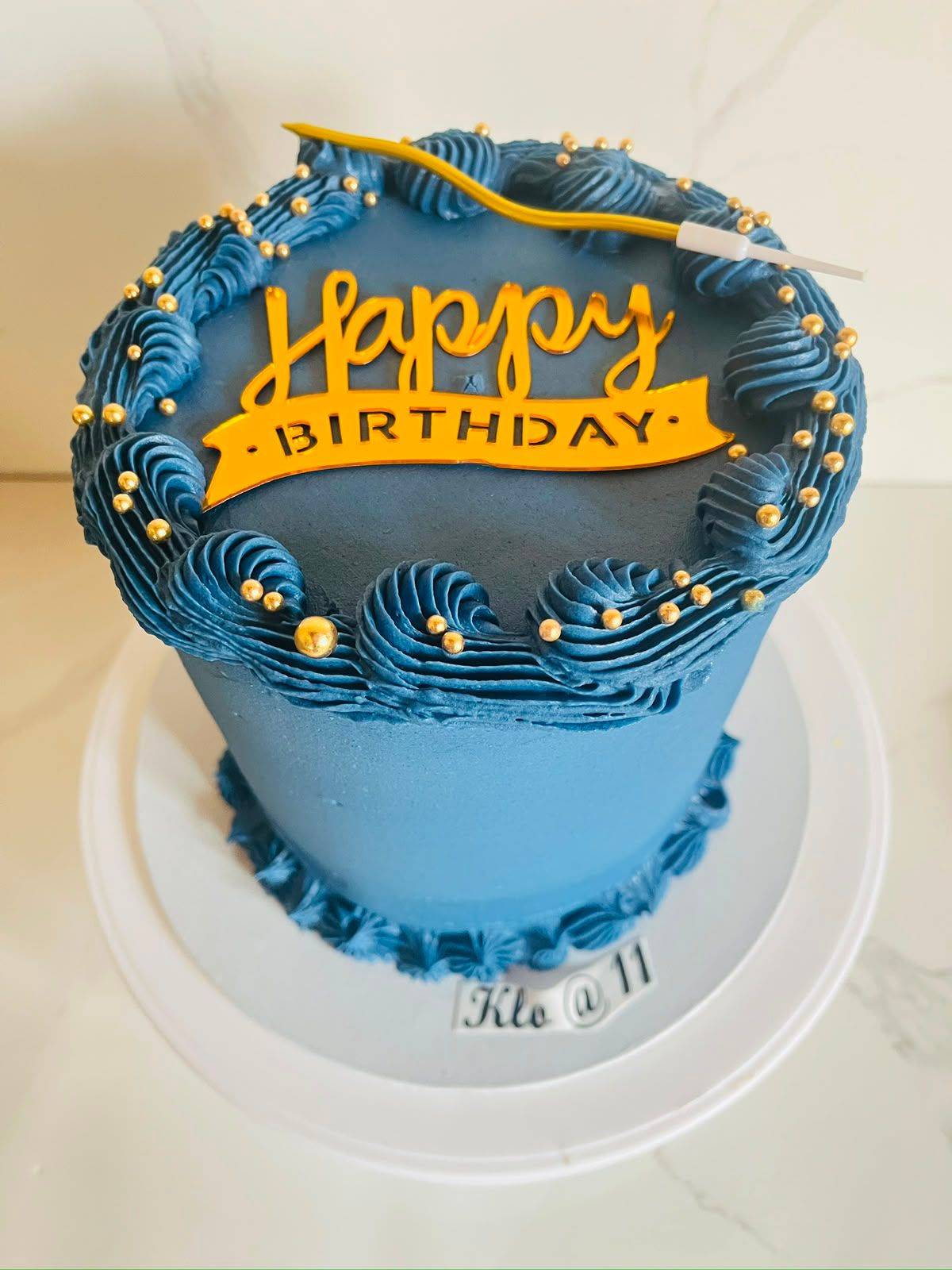 Navy & Gold Mini Cake by Baked by Buhlebenkosi