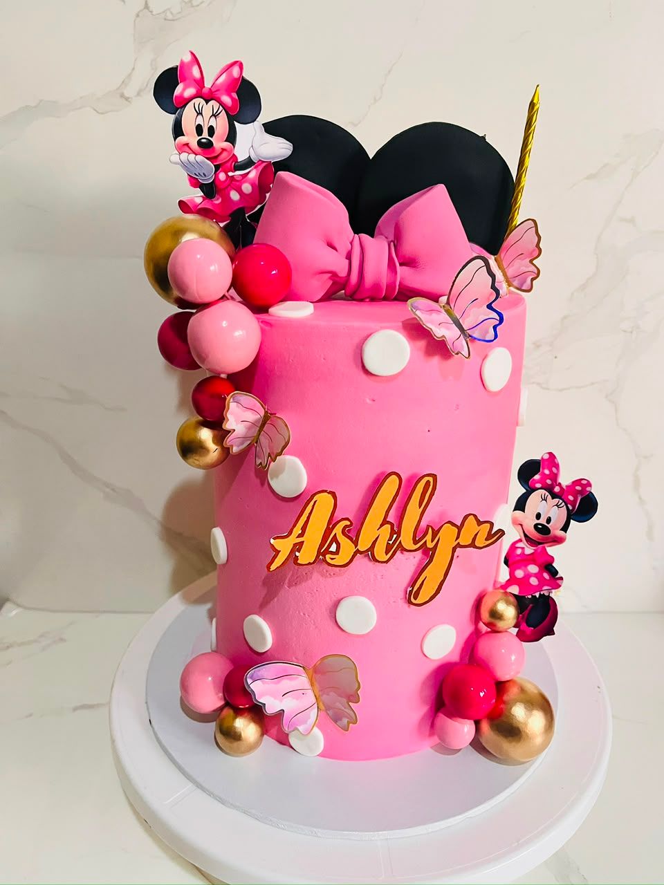 Pink Butterfly Minnie Cake by Baked by Buhlebenkosi