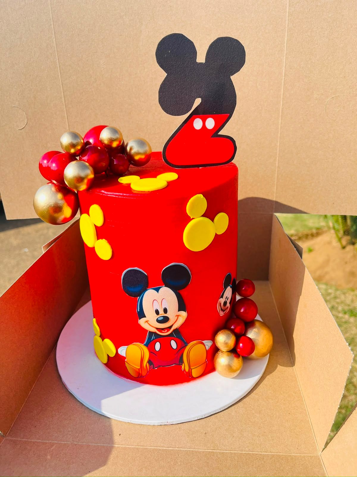 Red Mickey Mouse Cake by Baked by Buhlebenkosi