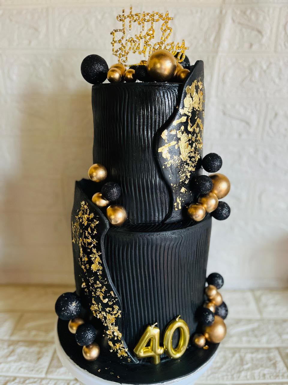 Black Gold 40th Tiers by Baked by Buhlebenkosi