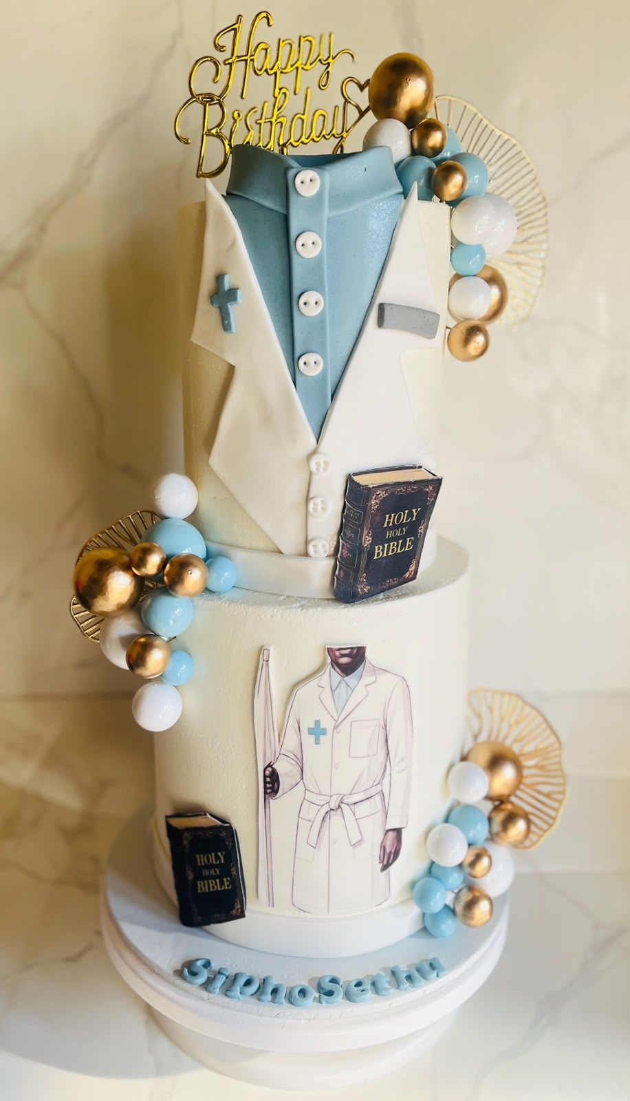 Blue Clergy Coat Cake by Baked by Buhlebenkosi