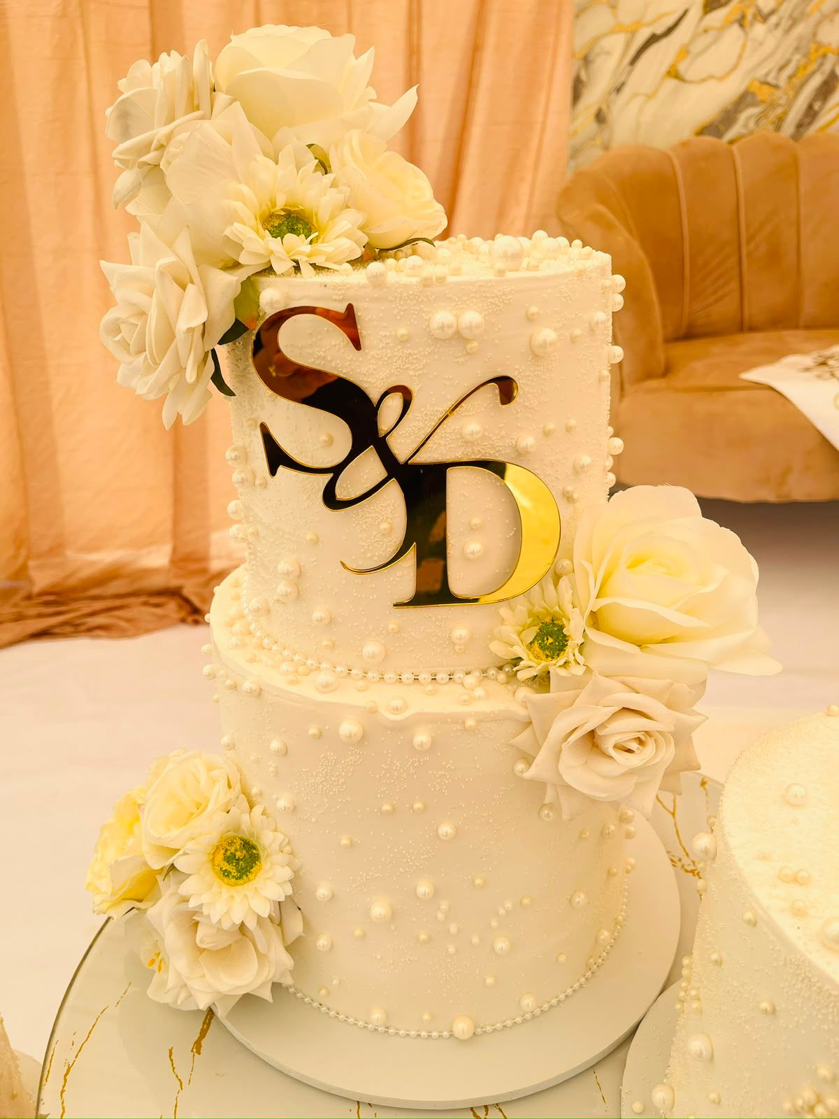 Ivory Pearl Wedding Cake by Baked by Buhlebenkosi